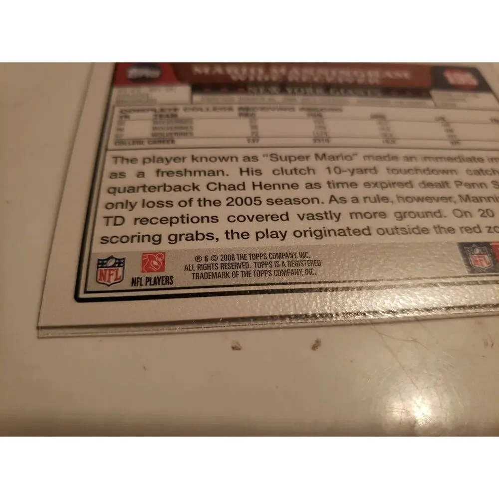 Mario Manningham 2008 Topps #195 - Rookie Card - New York Giants - NFL